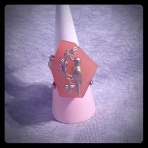 Engraved Bird Geometric Large Ring - Orang